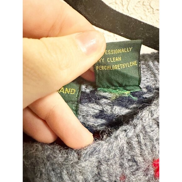 Club Room Hand Knit Wool Sweater Winter Skiing Novelty Fair Isle Crew Neck Sz M - Picture 4 of 5